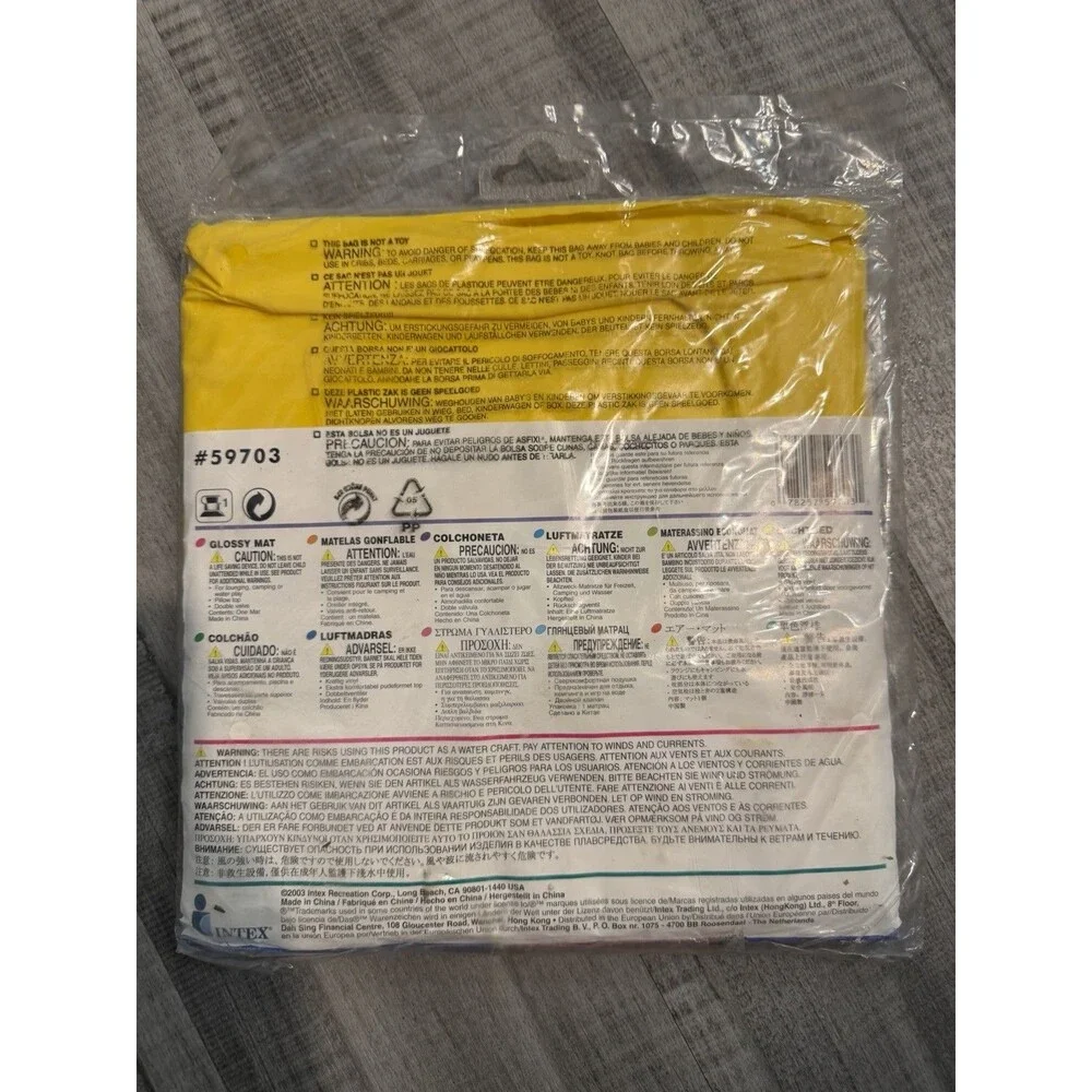 Vtg 2003 Intex The Wet Set Yellow Inflatable Pool Air Mat 72“ ” 59703 NOS - Picture 2 of 2